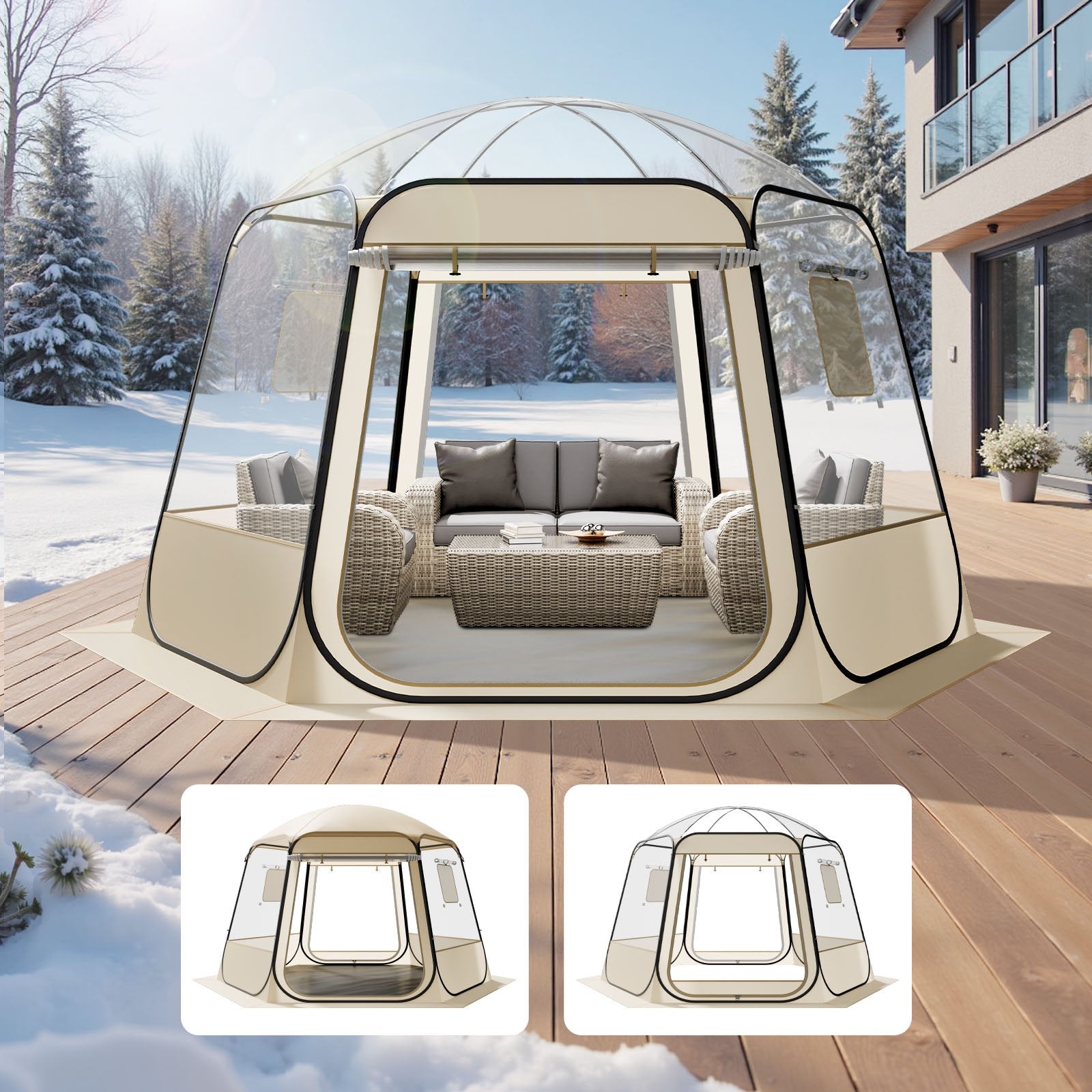 bubble camping tent VEVOR Pop up Tent, 3.36 x 3.05 m Waterproof & UV-Resistant, Cle – BMW M3 - long-term Collection:Outdoor Farbe:Softbeige This clear sport bubble