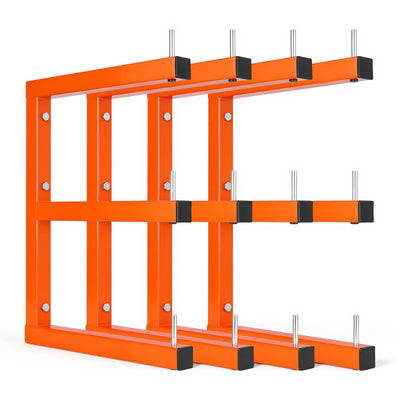 VEVOR Lumber Rack, 3-Tier 4-Pack 100 kg per Tier, Welded Wood Pipe Storage, Wall-mounted Organizer for Garages, Workshops, Warehouse, Basement, Heavy-Duty Steel Cantilever Arms, Locking Pins, Orange