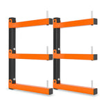 VEVOR Lumber Rack, 3-Tier 2-Pack 50 kg per Tier, Foldable Wood Storage, Wall-mounted for Garages, Workshops, Warehouse, Basement, Heavy-Duty Cantilever Arms, Locking Pins, Steel, Orange & Black