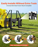 VEVOR Skid Steer Pallet Fork Frame, 1814 kg Rated Capacity, 115 cm Pallet Fork Frame Attachments with 50.8 mm Hitch Receiver & Spear Sleeves, Fit for Quick Attach Tractor Loaders, Frame Only