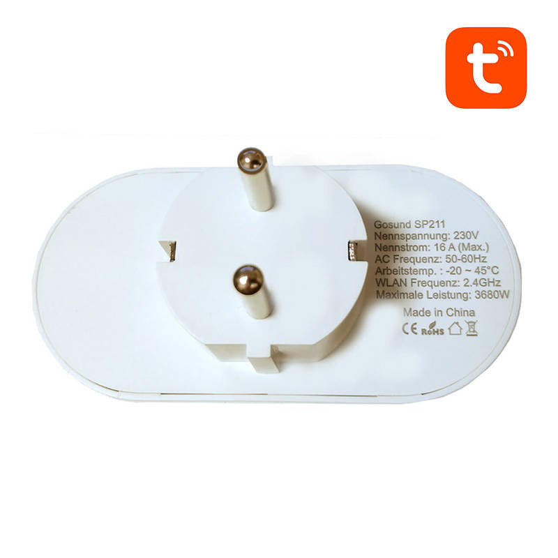 Divkāršais viedais kontaktligzda WiFi Gosund SP211 3500W, Tuya