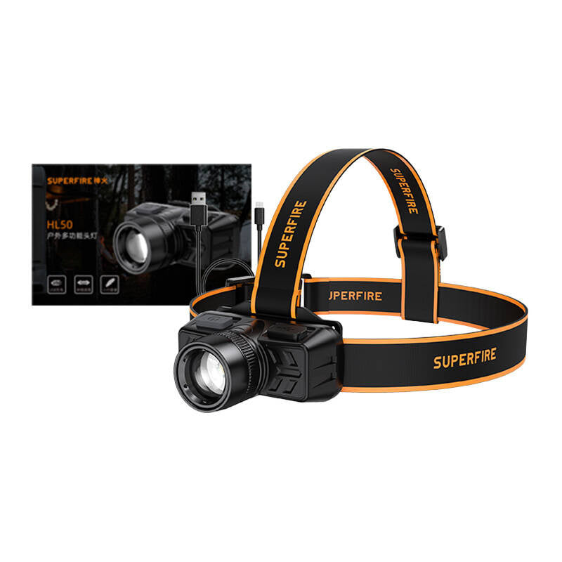Head flashlight Superfire HL50, 150lm, USB
