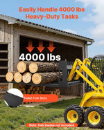 VEVOR Skid Steer Pallet Frame, 1814 kg Rated Load Capacity, 115 cm Pallet Fork Frame Attachments with 50.8 mm Hitch Receiver & Spear Sleeves, Fit for Loaders Tractors Quick Attach Mount, Frame Only