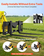 VEVOR Skid Steer Pallet Frame, 1814 kg Rated Load Capacity, 115 cm Pallet Fork Frame Attachments with 50.8 mm Hitch Receiver & Spear Sleeves, Fit for Loaders Tractors Quick Attach Mount, Frame Only