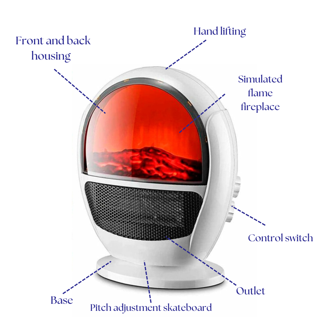2-in-1 Ceramic Fan Heater with Fan Mode & Fireplace Effect, SKU: 6074