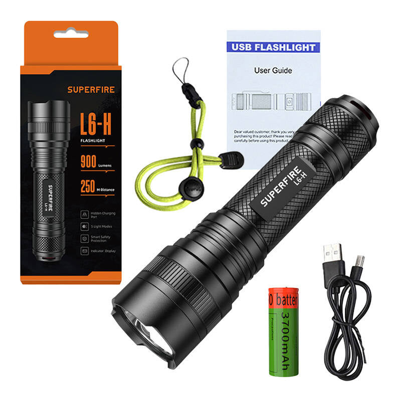 Superfire L6-H lukturītis, 900 lm, 15 W, USB-C, 5 režīmi