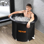 VEVOR Ice Bath Tub, 85 cm Long Cold Water Therapy Plunge Tub for Athletes, Portable Outdoor Ice Barrel Plunge Pool for Recovery, 398L Inflatable Folding Bathtub with Cover, Home Ice Pod for Adult