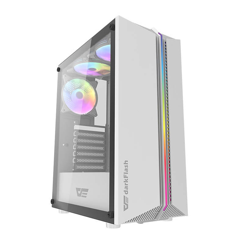 Darkflash DK151 LED datora korpuss (balts) + 3 RGB ventilatori
