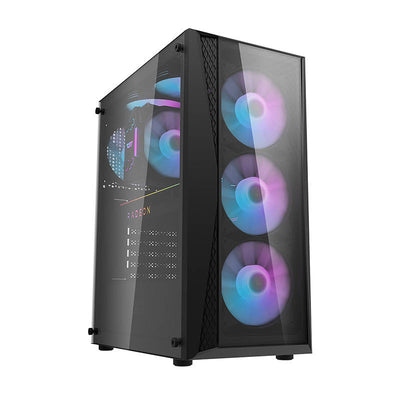 Darkflash DK352 Plus datora korpuss (melns) + 4 RGB ventilatori