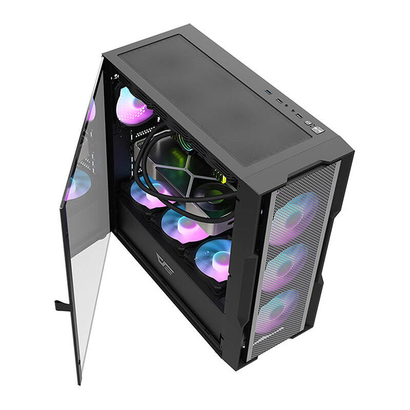 Darkflash DK431 Mesh datora korpuss (melns) + 4 ARGB ventilatori