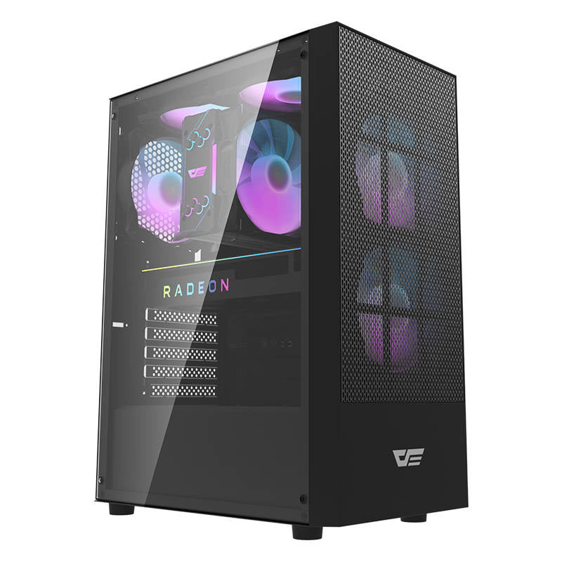 Darkflash A290 datora korpuss (melns) + 3 ventilatori
