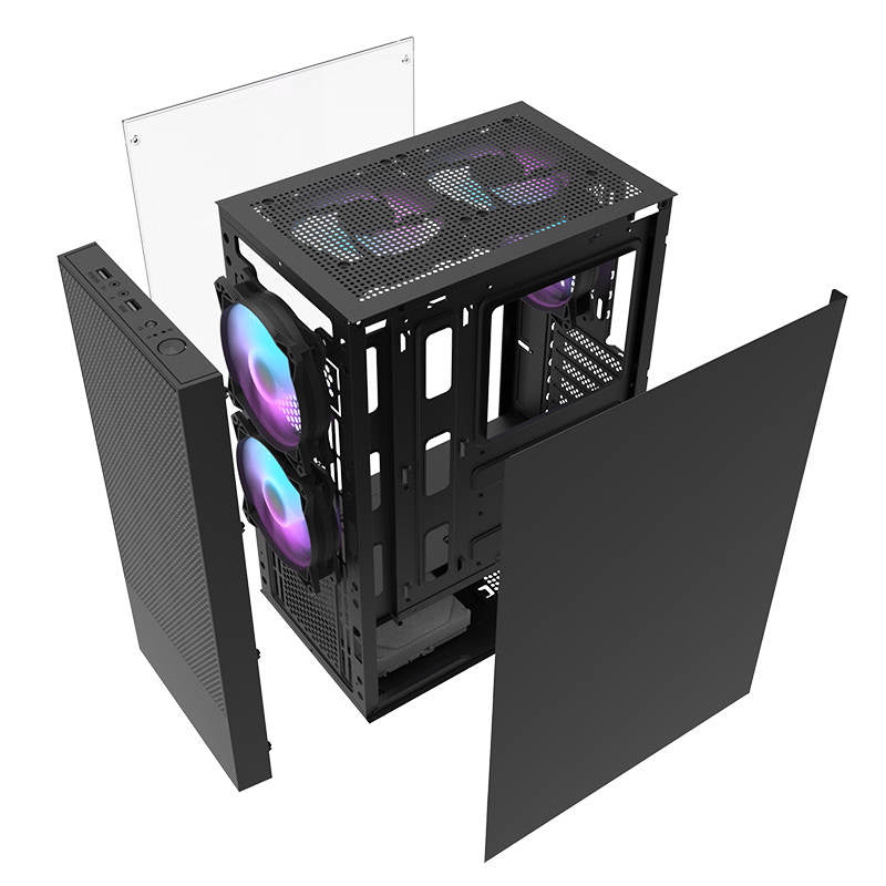 Darkflash A290 datora korpuss (melns) + 3 ventilatori