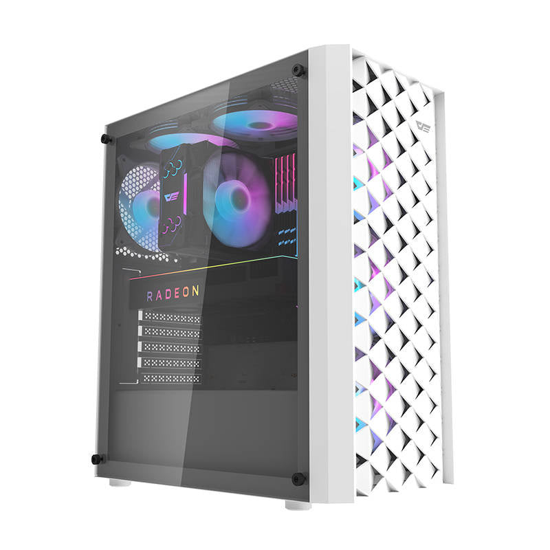 Darkflash DK351 datora korpuss (balts) + 4 RGB ventilatori