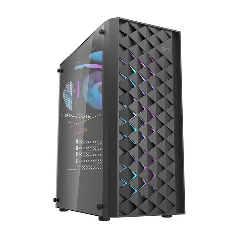 Darkflash DK351 datora korpuss (melns) + 4 RGB ventilatori