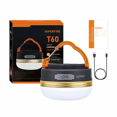 Kempinga lampa Superfire T60, 2,5W, 1000mAh