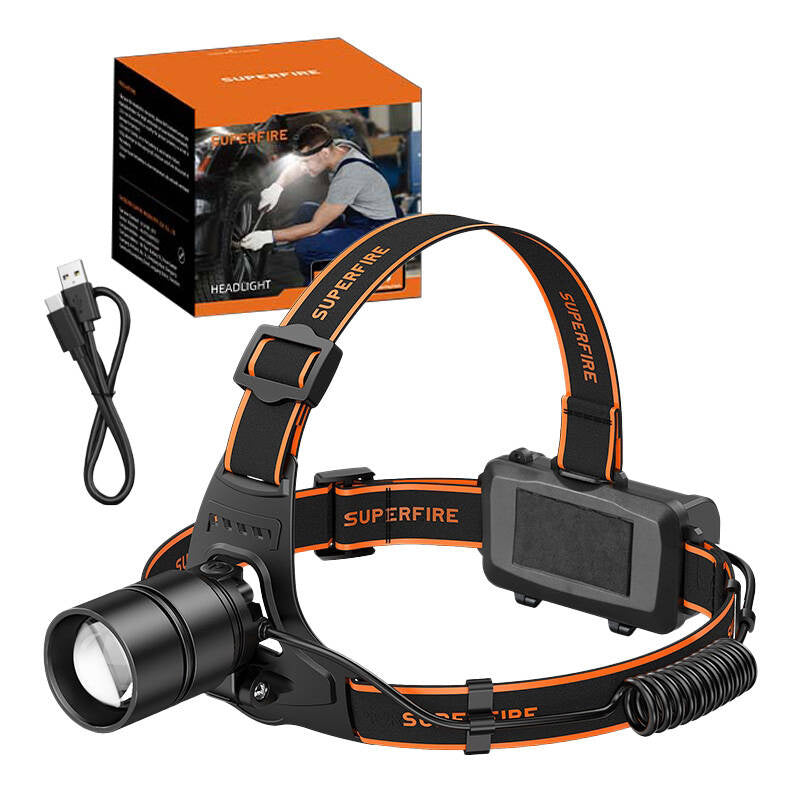 Superfire HL71 galvas lukturītis, 500 lm, USB, 5 režīmi