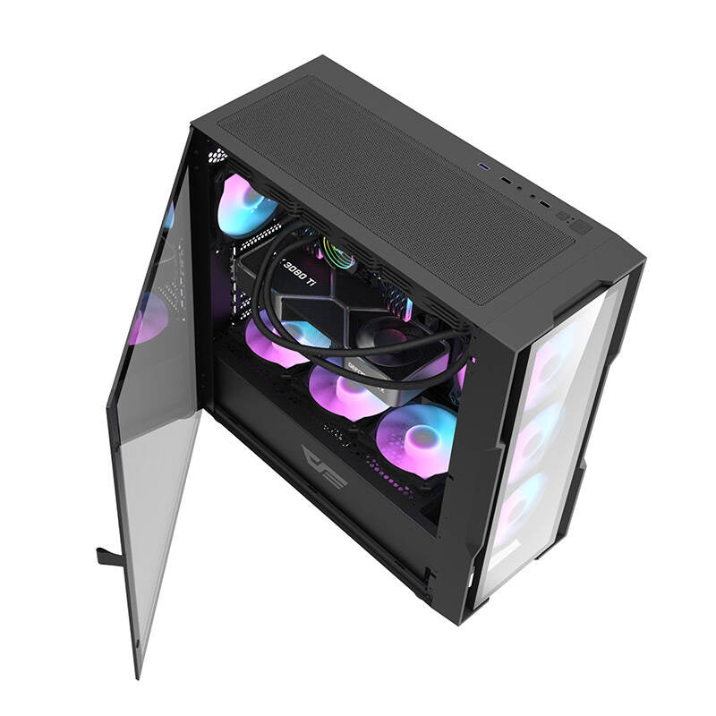 Darkflash DK431 stikla datora korpuss (melns) + 4 RGB ventilatori