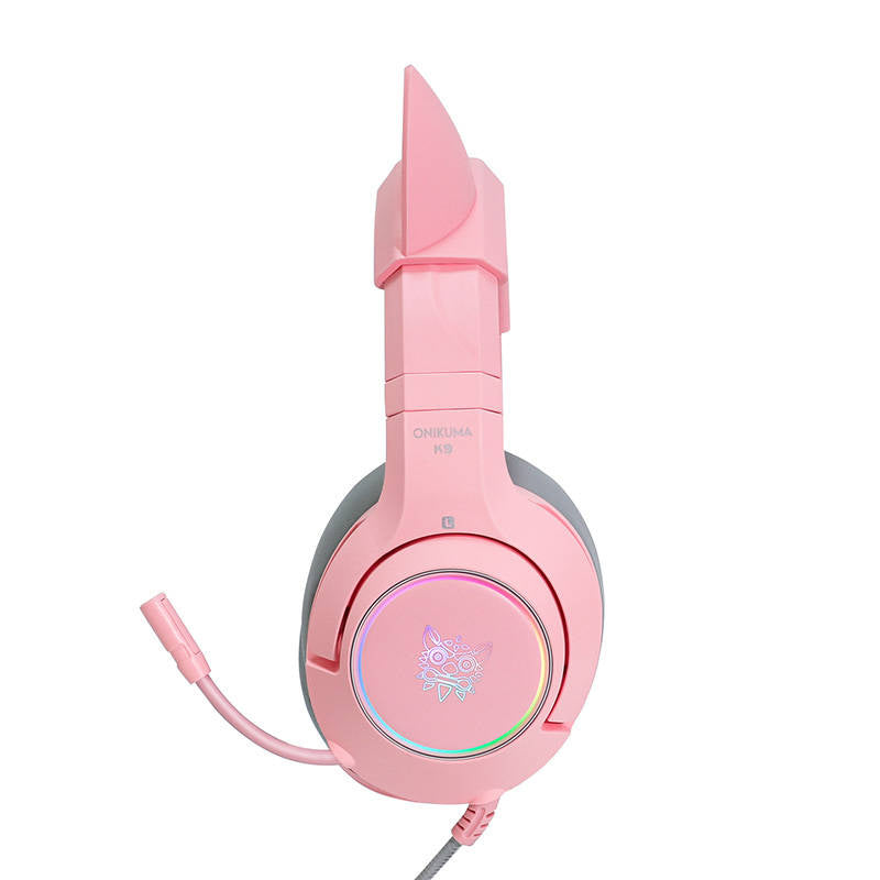 ONIKUMA K9 rozā RGB spēļu austiņas