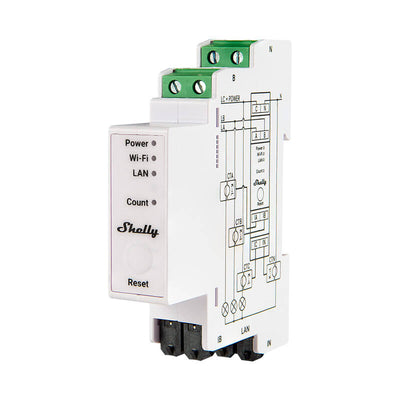 Shelly PRO 3EM 120A trīsfāžu energomērītājs, WiFi/Bluetooth