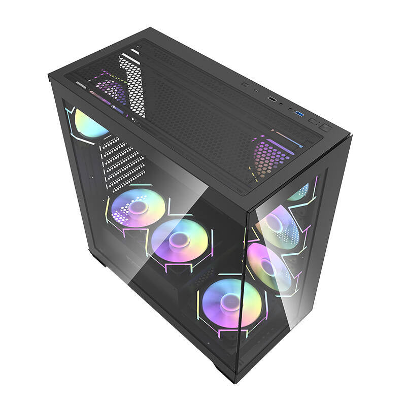 Darkflash DS900 datora korpuss (melns) + 7 ARGB ventilatori