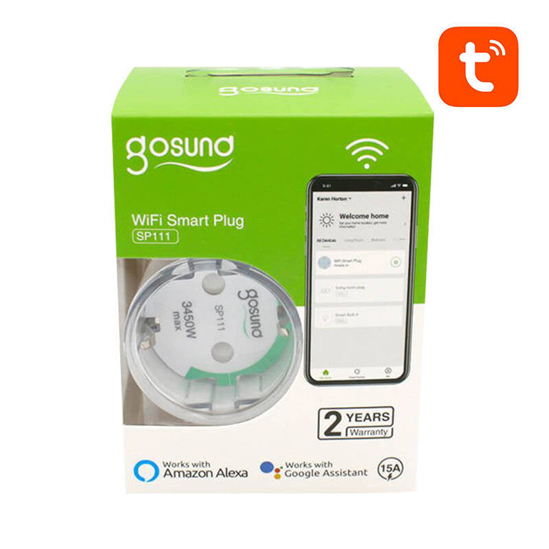 Viedā kontaktligzda WiFi Gosund SP111 3680W 16A, Tuya 2 iepakojumā