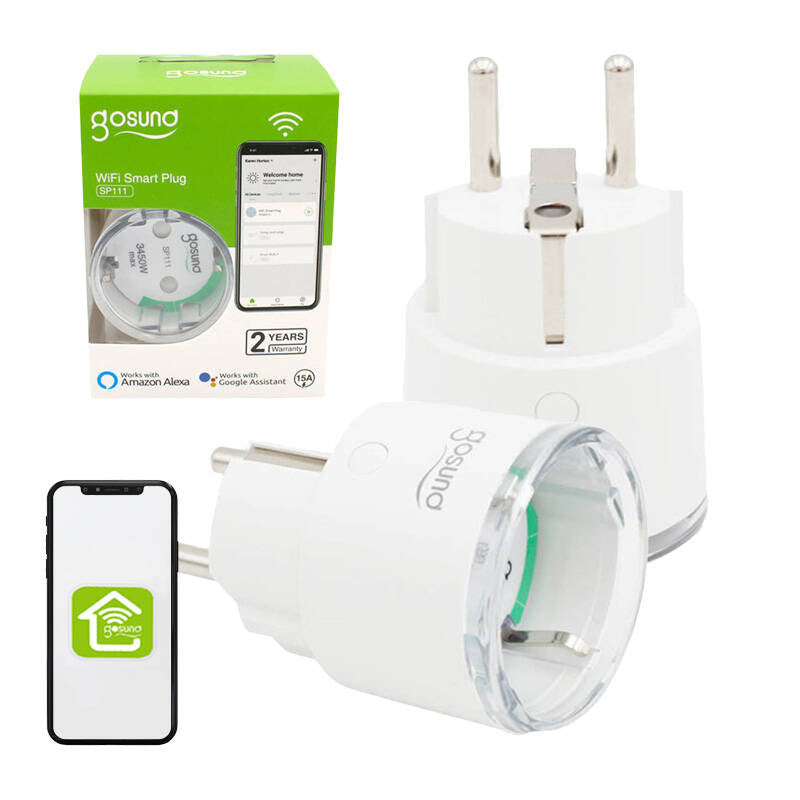 Viedā kontaktligzda WiFi Gosund SP111 3680W 16A, Tuya 2 iepakojumā