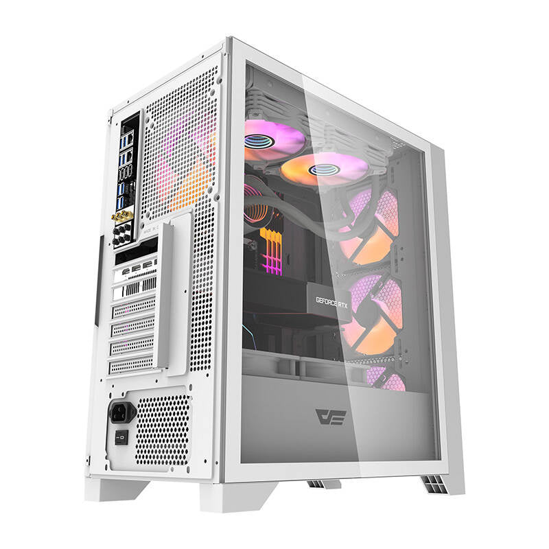 Darkflash DRX70 MESH datora korpuss (balts) + 4 RGB ventilatori