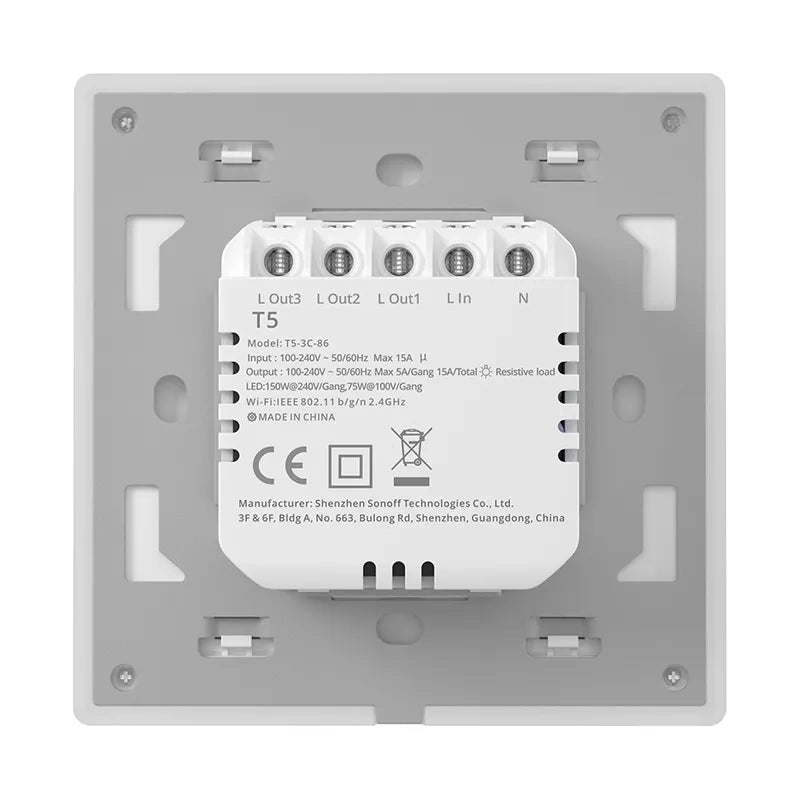 Viedais WiFi skārienjutīgais sienas slēdzis Sonoff TX T5 2C (2 kanālu)