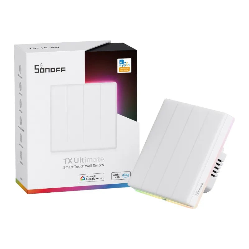 Viedais Wi-Fi skārienjutīgais sienas slēdzis Sonoff TX T5 4C (4 kanālu)