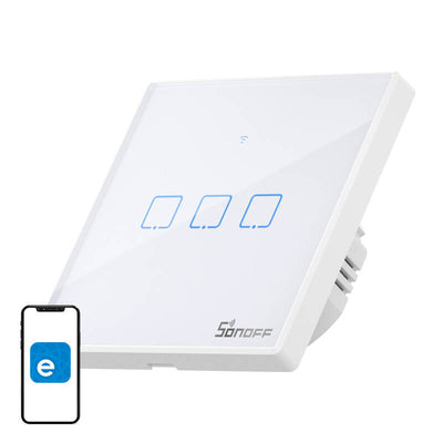 Atjaunināts viedais slēdzis WiFi + RF 433 Sonoff T2 EU TX (3 kanālu)