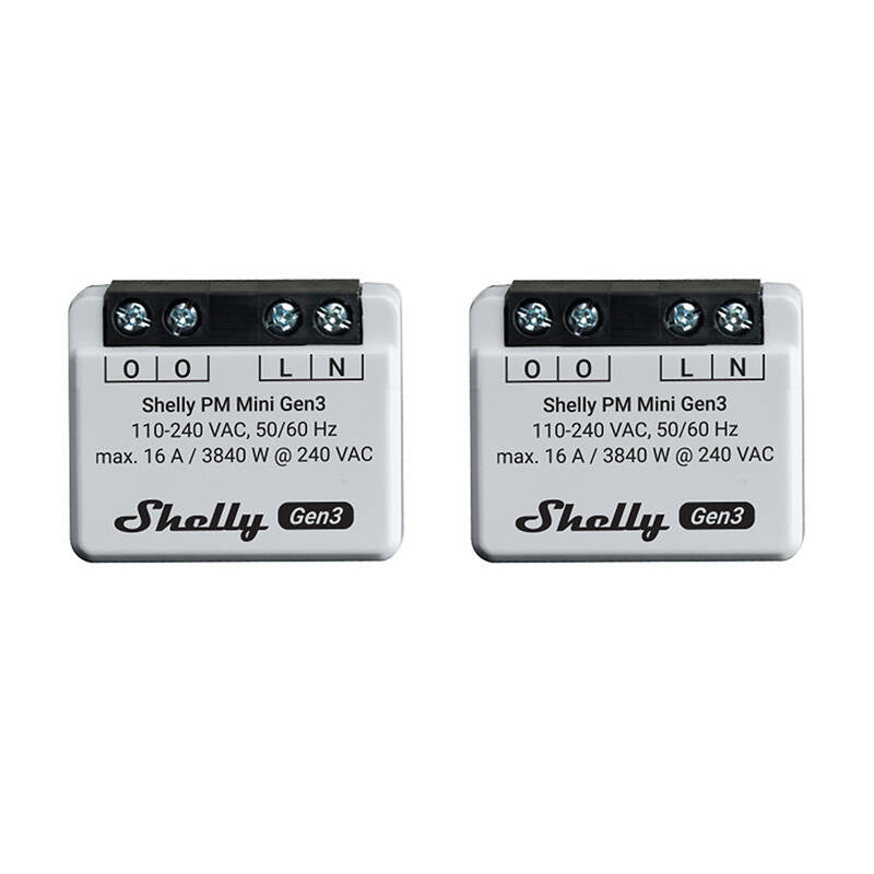 Shelly PM Mini Gen3 2 kontrolieru komplekts, WiFi/Bluetooth