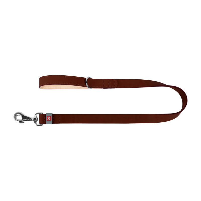 WAUDOG dabīgās ādas suņu pavada 14 mm plata, 122 cm gara, brūna