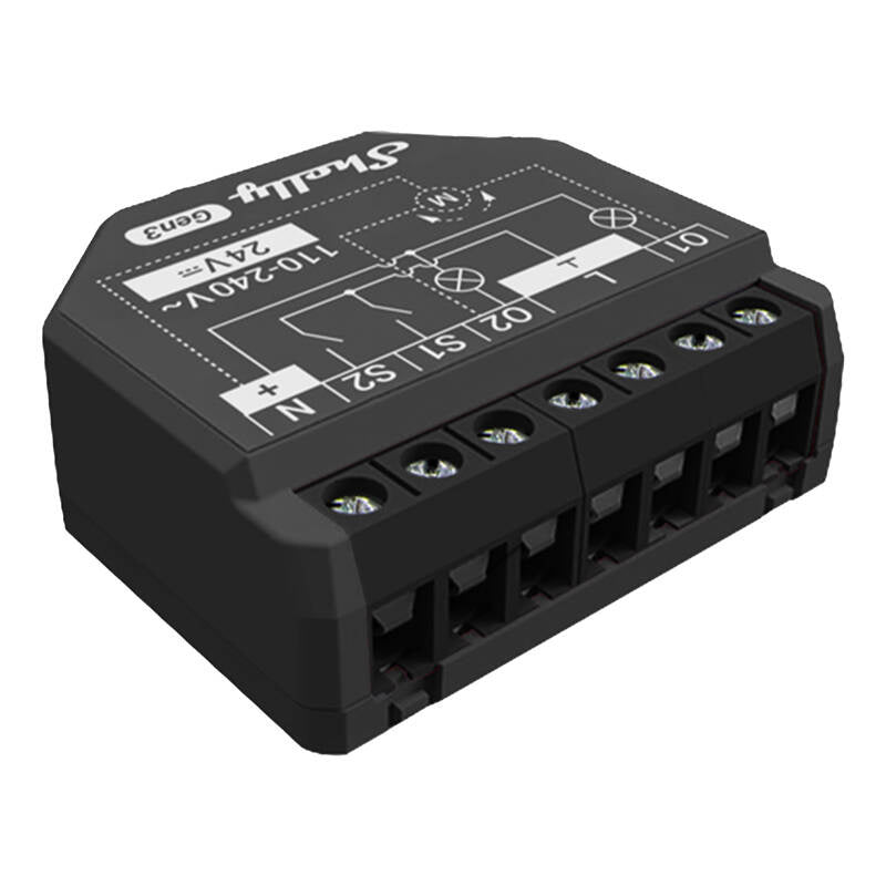 Shelly 2PM Gen3 2 kanālu kontrolieris, WiFi/Bluetooth (enerģijas mērīšana)