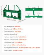 VEVOR Skid Steer Pallet Frame, 1814 kg Rated Load Capacity, 115 cm Pallet Fork Frame Attachments with 50.8 mm Hitch Receiver & Spear Sleeves, Fit for John Deere Loaders Quick Attach Mount, Frame Only