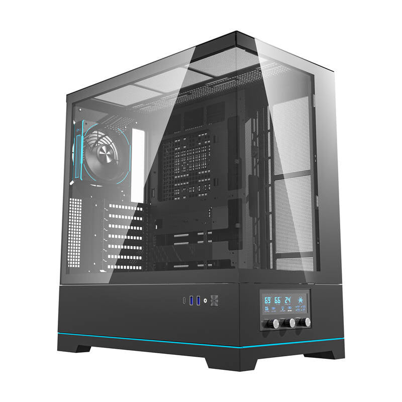 Darkflash DY451 PRO datora korpuss (melns) + 1 ventilators