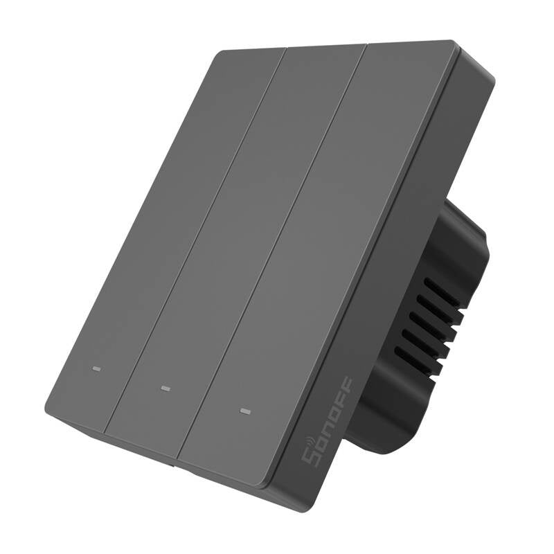 Viedais WiFi sienas slēdzis SONOFF M5-3C-80 (3 kanālu, rāmim, grafīts)