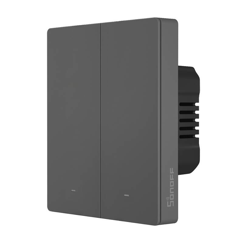 Viedais WiFi sienas slēdzis SONOFF M5-2C-80 (2 kanālu, rāmim, grafīts)