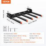 VEVOR Clamp on Debris Forks to 48" Bucket, 2600 lbs Capacity Heavy Duty Clamp on Pallet Forks Bucket Attachments, Fit for Loader Bucket Skidsteer Tractor to Clean up Fallen Limbs Debris or Yard Wwaste