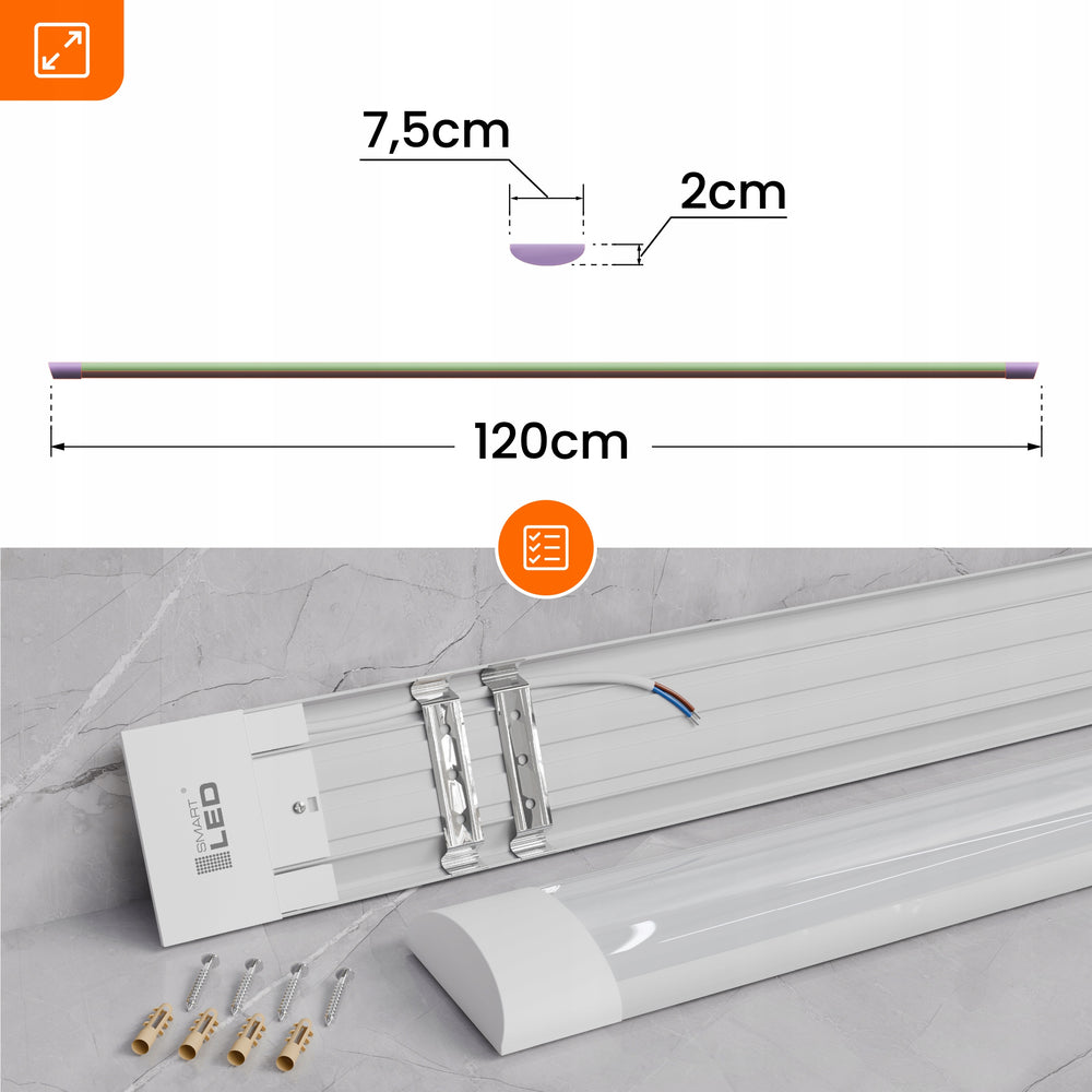 LED lampa 36W 120cm Virsmas montāžas griestu lampa garāžai, darbnīcai, 4000K 4 gab