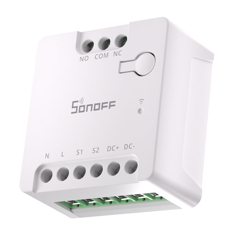 SONOFF MINI-D viedais WiFi vielas slēdzis (maiņstrāvas/līdzstrāvas 12–48 V, sausais kontakts)