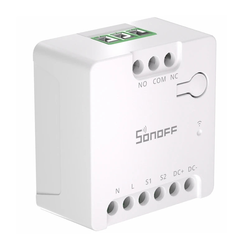 SONOFF MINI-D viedais WiFi vielas slēdzis (maiņstrāvas/līdzstrāvas 12–48 V, sausais kontakts)