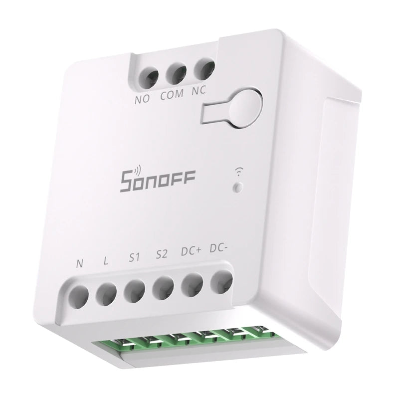 SONOFF MINI-D viedais WiFi vielas slēdzis (maiņstrāvas/līdzstrāvas 12–48 V, sausais kontakts)