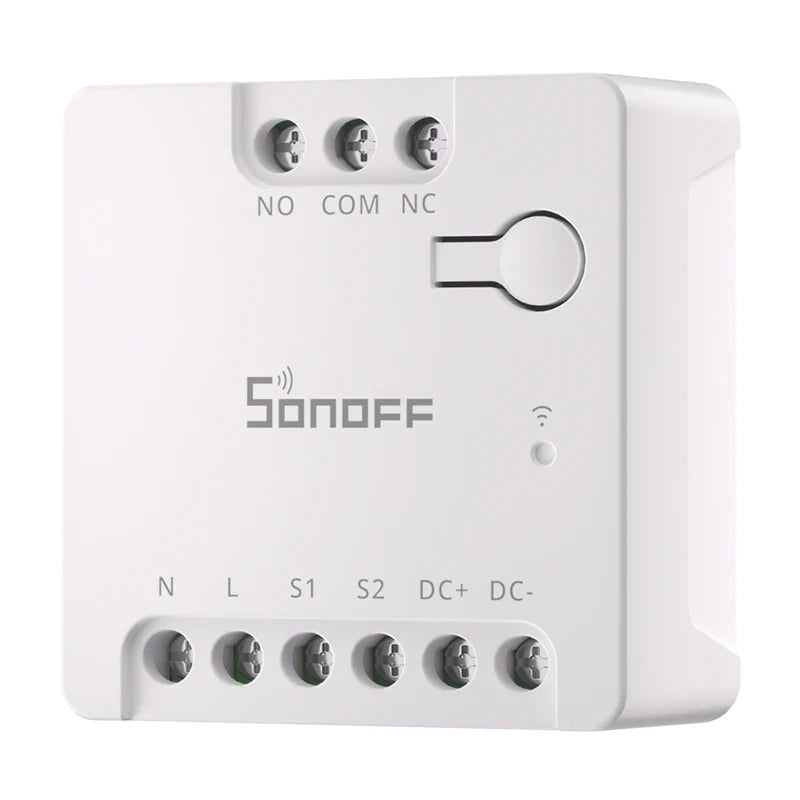 SONOFF MINI-D viedais WiFi vielas slēdzis (maiņstrāvas/līdzstrāvas 12–48 V, sausais kontakts)