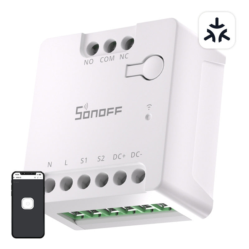 SONOFF MINI-D viedais WiFi vielas slēdzis (maiņstrāvas/līdzstrāvas 12–48 V, sausais kontakts)