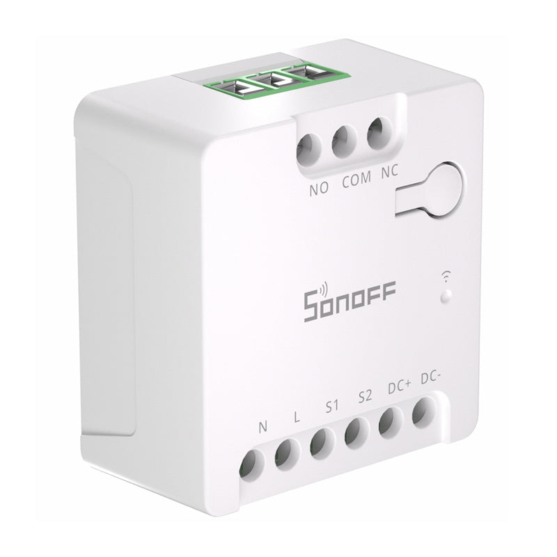 SONOFF MINI-D viedais WiFi vielas slēdzis (maiņstrāvas/līdzstrāvas 12–48 V, sausais kontakts)
