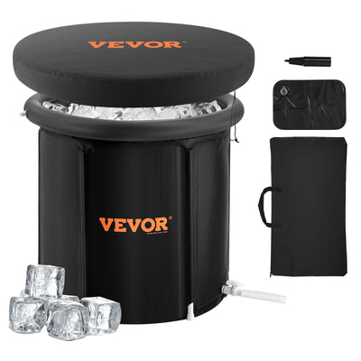 VEVOR Ice Bath Tub, 80 cm Long Cold Water Therapy Plunge Tub for Athletes, Portable Outdoor Ice Barrel Plunge Pool for Recovery, 341L Inflatable Folding Bathtub with Cover, Home Ice Pod for Adult