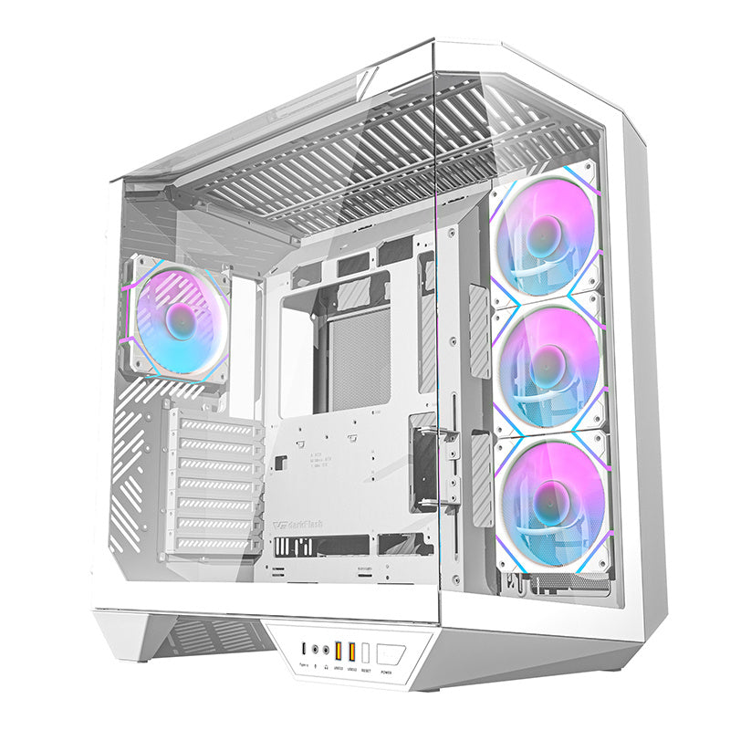 Darkflash DY470 datora korpuss (balts) + 4 ventilatori + GPU kronšteins