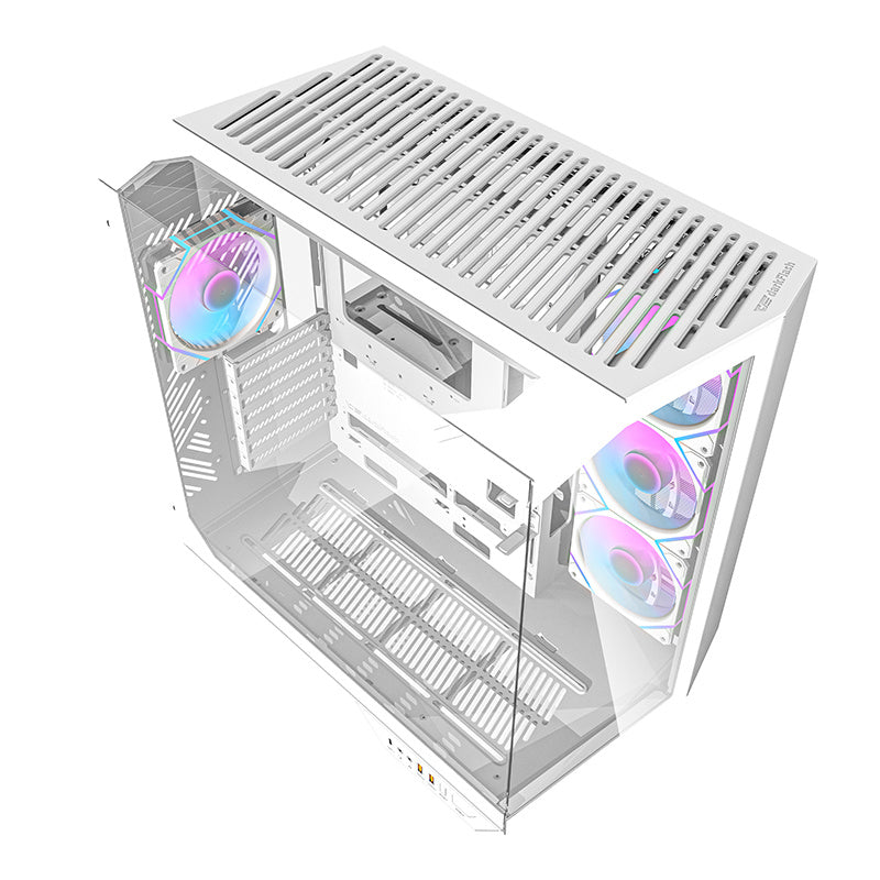 Darkflash DY470 datora korpuss (balts) + 4 ventilatori + GPU kronšteins