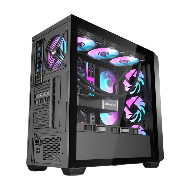 Darkflash DS900WD datora korpuss (melns) + 4 ventilatori