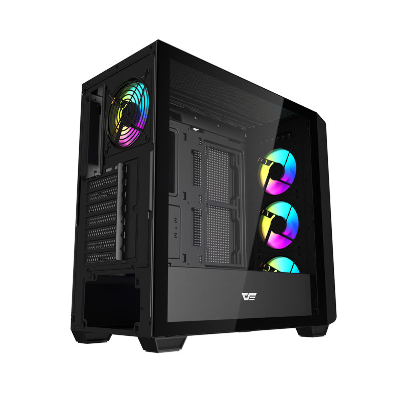 Darkflash DS900WD ATX datora korpuss (melns) + 4 ventilatori